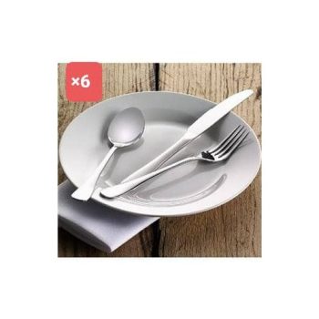 Lot De 6 Assiettes+6 Cuillères, 6 Fourchettes Et 6 Couteaux